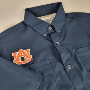 Columbia PFG Auburn Tigers Collegiate Tamiami Shirt Mens Medium Navy XM7417-464